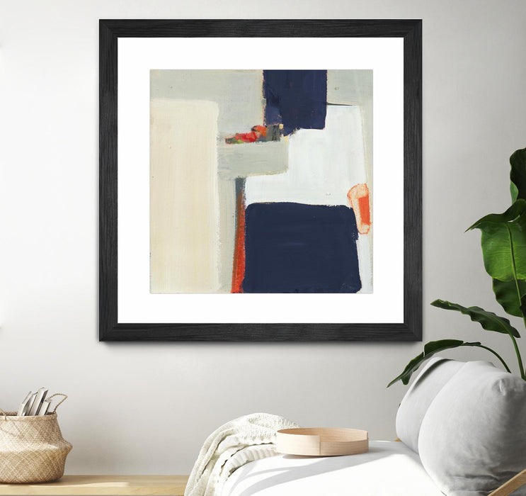 \"Bay Bridge V1\" Matted and Framed Black 30x30 Wall Art