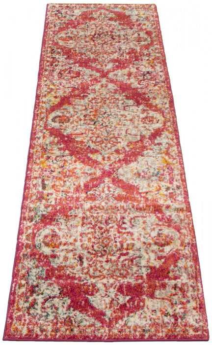 Raina Vintage Rose-Red Area Rug - 2'7\" x 10'0\"