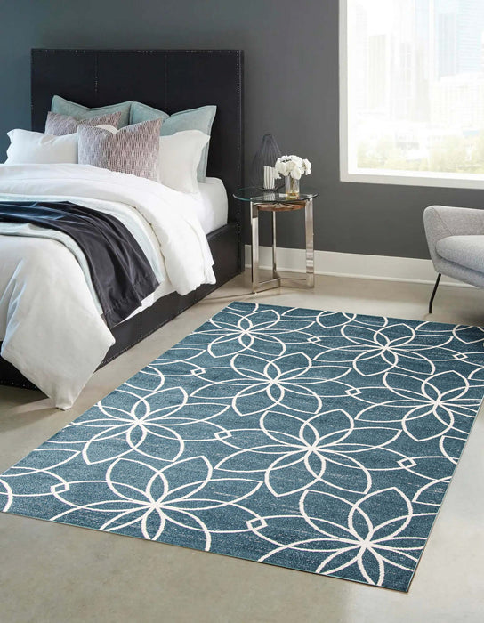 Terali Turquoise Machine Washable Area Rug - 6'0\" x 9'0\"