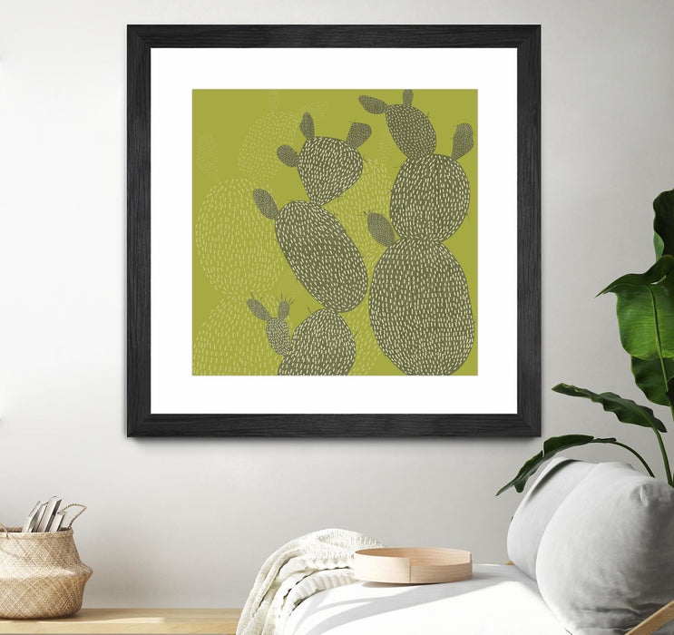 \"Opuntia Ii\" Matted and Framed Black 36x36 Wall Art