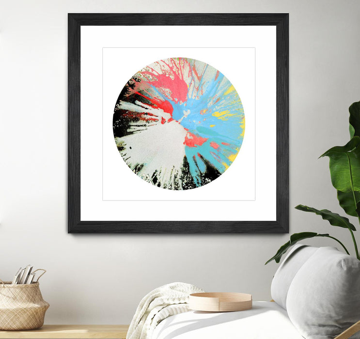 \"Spin Art 10\" Matted and Framed Black 36x36 Wall Art