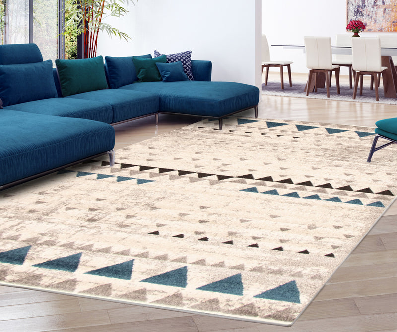 Raja Ivory-Blue Area Rug - 7'10\" x 10'2\"