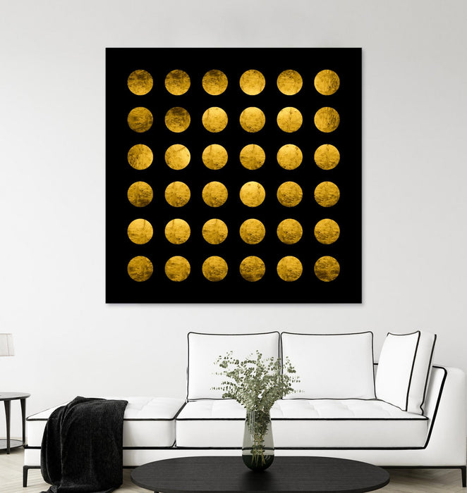 \"Golden Spots Black\" Giant Art 54x54 Wall Art