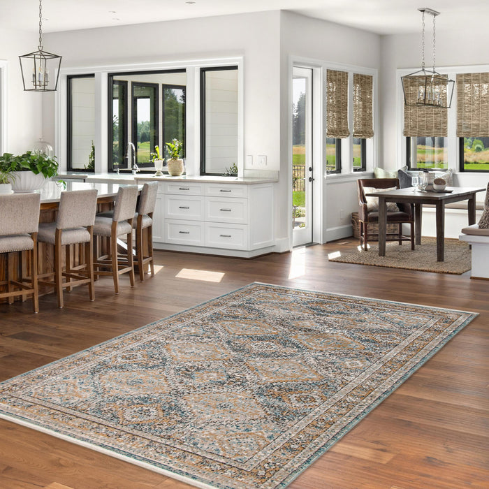 Leandra Taupe/blue Rug 5'3\" X 7'3\" Area Rug