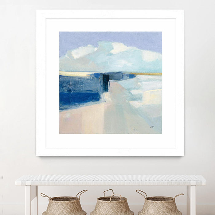 \"Sand And Sky\" Matted and Framed White 36x36 Wall Art