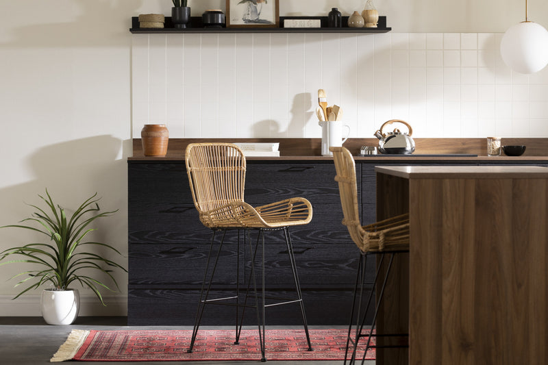 Balka Standard Rattan and Black Counter Bar Stool - Set of 2 