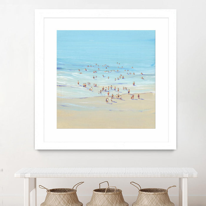 \"Beach Day I\" Matted and Framed White 30x30 Wall Art