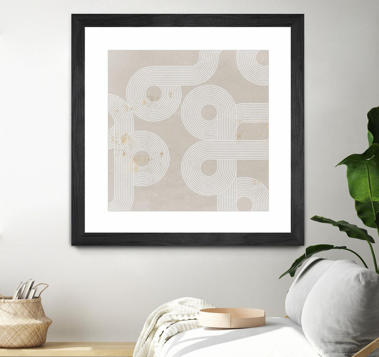 \"Fluxus I\" Matted and Framed Black 30x30 Wall Art