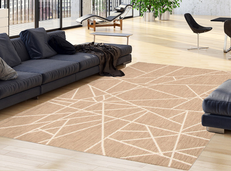 Sadie Abstract Taupe-Champagne Area Rug - 7'10\" x 10'2\"