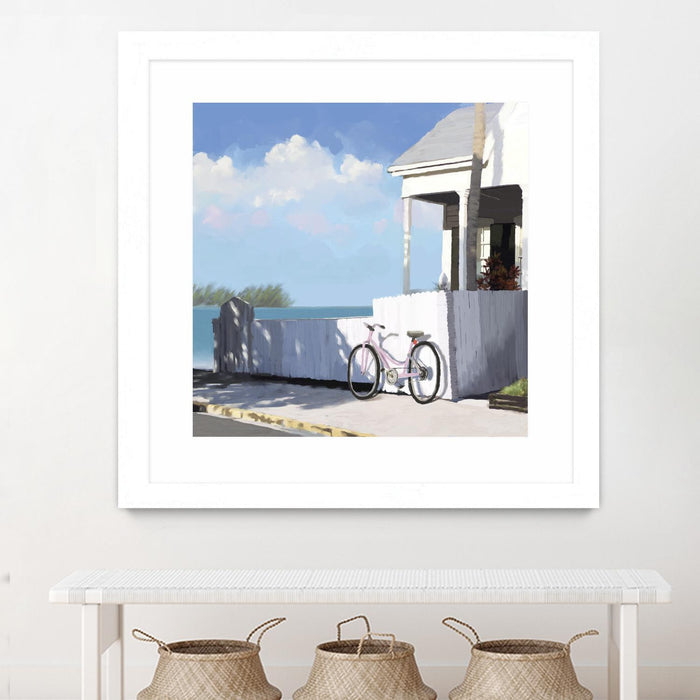 \"Key West Cabana Ii\" Matted and Framed White 30x30 Wall Art