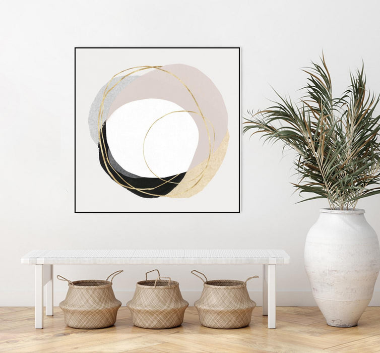 \"Ring Of Gold Ii\" Canvas Framed Black 20x20 Wall Art