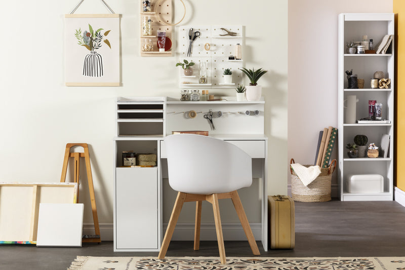 Crea Craft Table With Hutch - Pure White