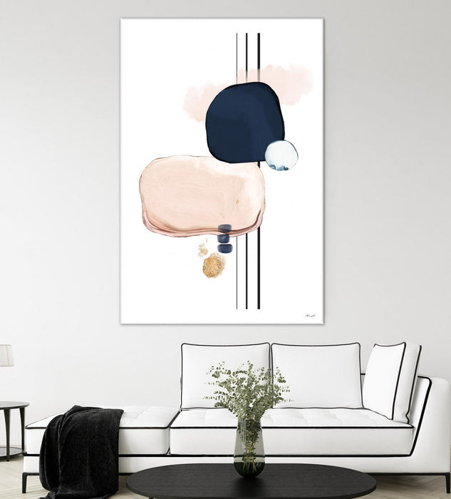 \"Abstract Study Blush And Navy Blue\" Giant Art 84x54 Wall Art