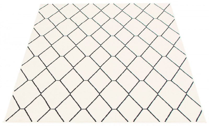 August White-Navy 6'7\" x 9'6\" Area Rug