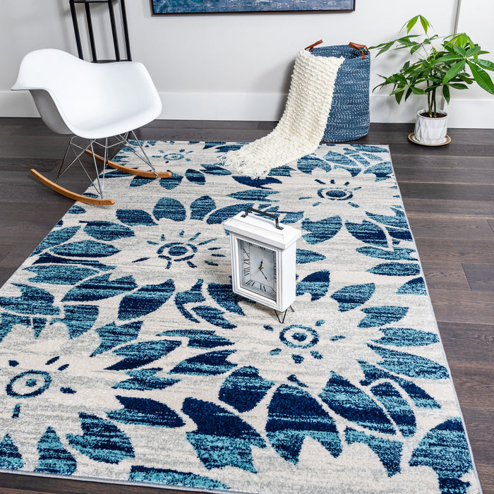 Roma Blue Sun 5x8 Area Rug