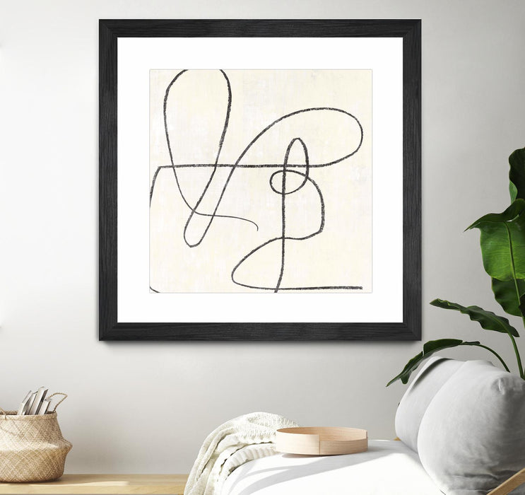 \"Juxtaposing\" Matted and Framed Black 36x36 Wall Art