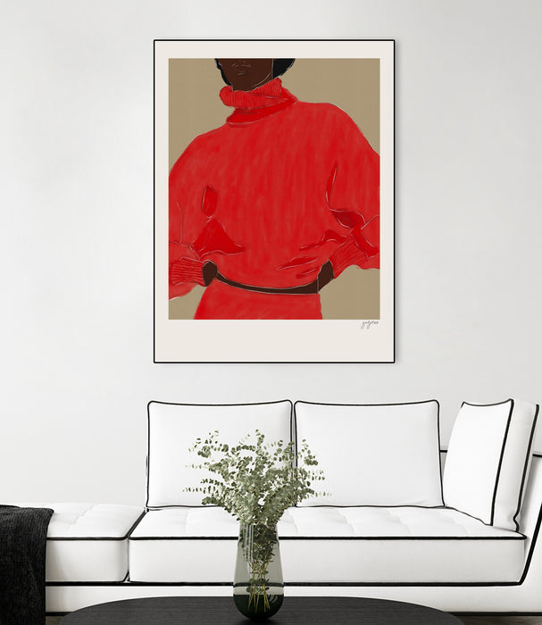 \"Woman In Red\" Canvas Framed Black 30x40 Wall Art