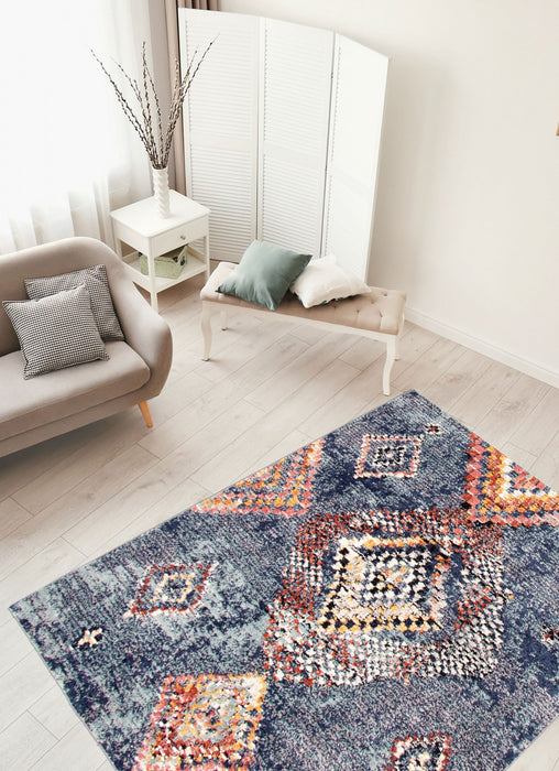 Makondo Mosaique Blue Area Rug - 6'7\" x 9'6\"