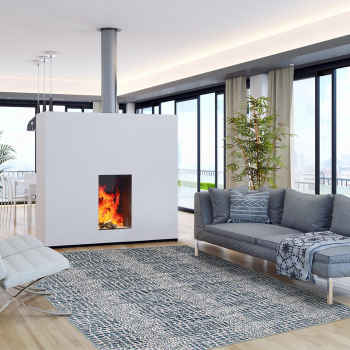 Kecia Blue/cream Rug 8'0\" X 10'0\" Area Rug