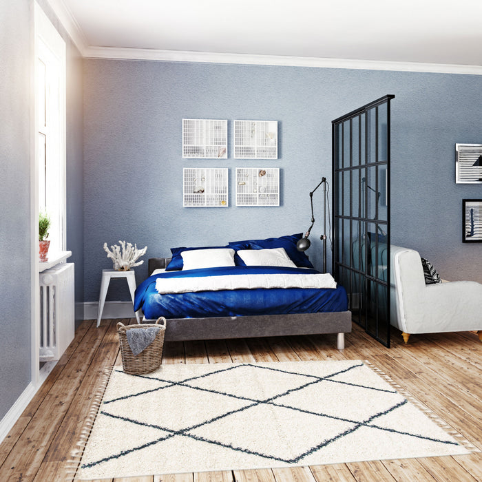 Helma Losange Cream Shag 3'11\" X 5'11\" Area Rug