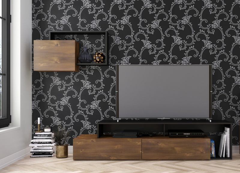 Nordika Paisley 72\" TV Stand - Truffle/Black