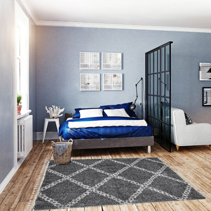 Helma Stark Dark Grey Shag 8'0\" X 10'0\" Area Rug