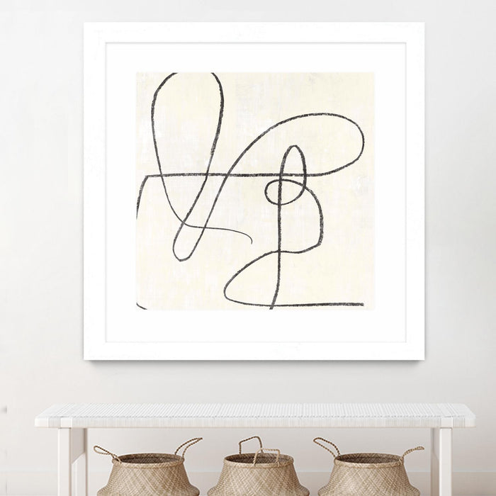 \"Juxtaposing\" Matted and Framed White 36x36 Wall Art