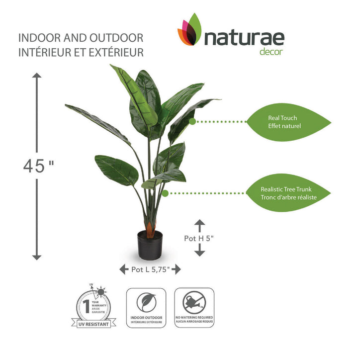 Artificial 45\" Bird Of Paradise Indoor & Outdoor In Black Pot