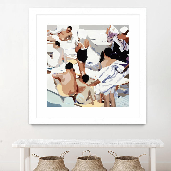 \"Tammy & Greg's Pool Party\" Matted and Framed White 36x36 Wall Art