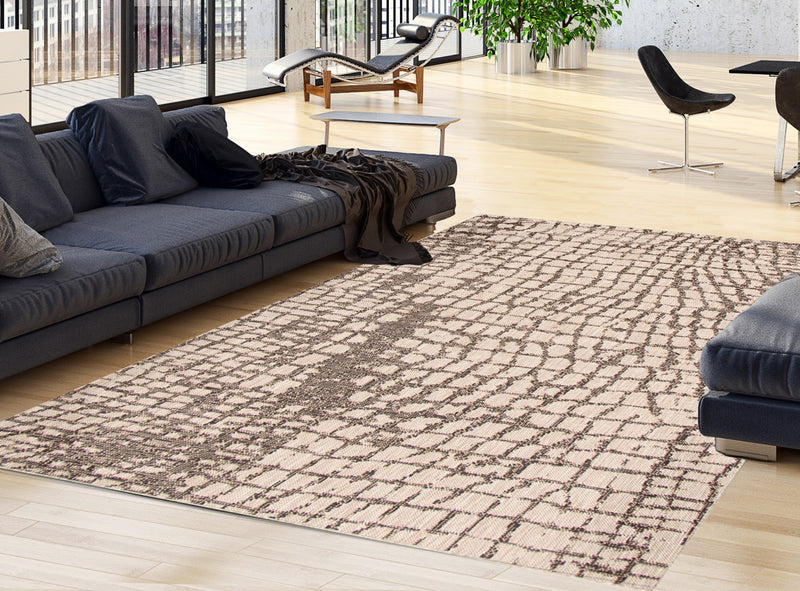Sadie Safari Silver-Black Area Rug - 5'3\" x 7'7\"