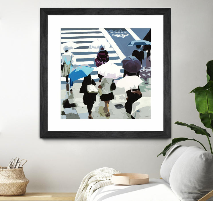 \"April Showers\" Matted and Framed Black 30x30 Wall Art