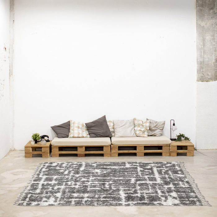 Helma Urban Cream, Dark Grey Shag 3'11\" X 5'11\" Area Rug
