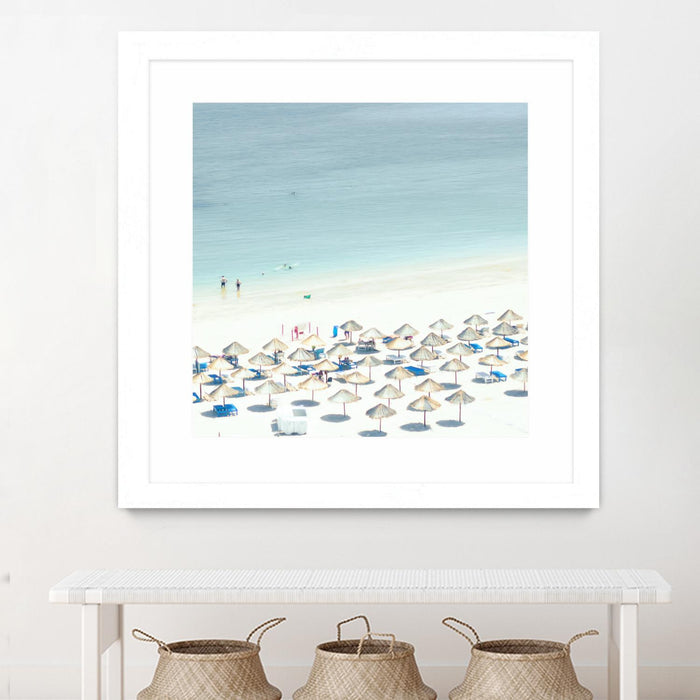 \"Sesimbra I\" Matted and Framed White 30x30 Wall Art