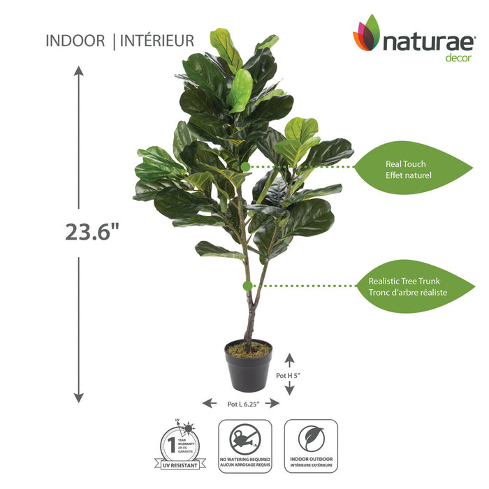 Artificial 49\" Fiddle Leaf In Black Pot