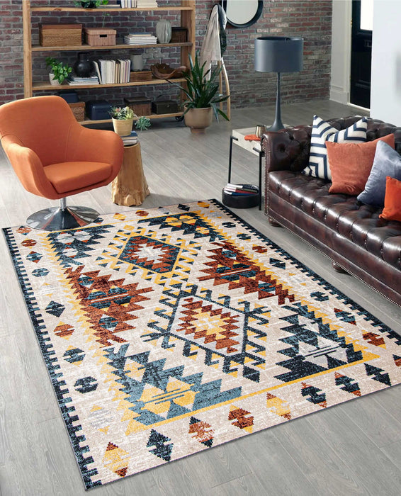 Mosaic Taupe/Copper Machine Washable Area Rug - 5'0\" x 7'0\"
