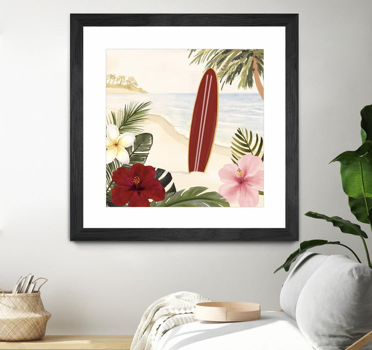 \"Aloha Ii\" Matted and Framed Black 36x36 Wall Art