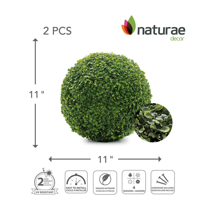 Artificial Boxwood 11\" Foliage Ball 2 Pieces