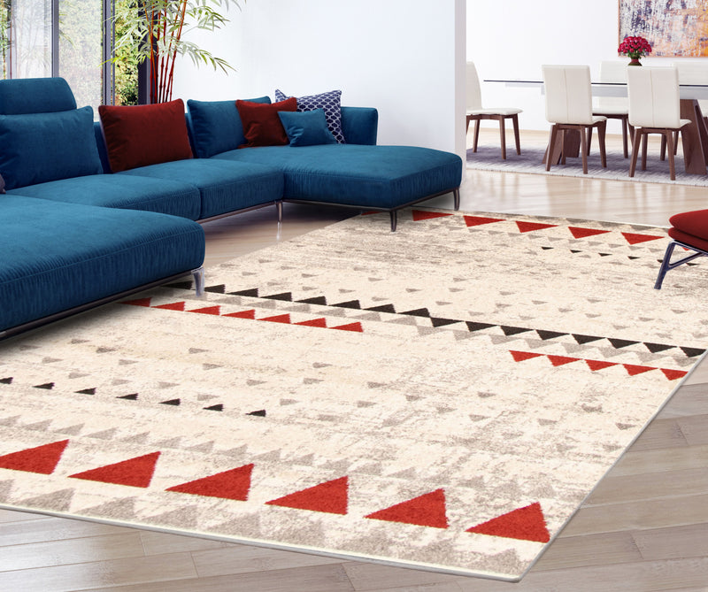 Raja Ivory-Red Area Rug - 7'10\" x 10'2\"