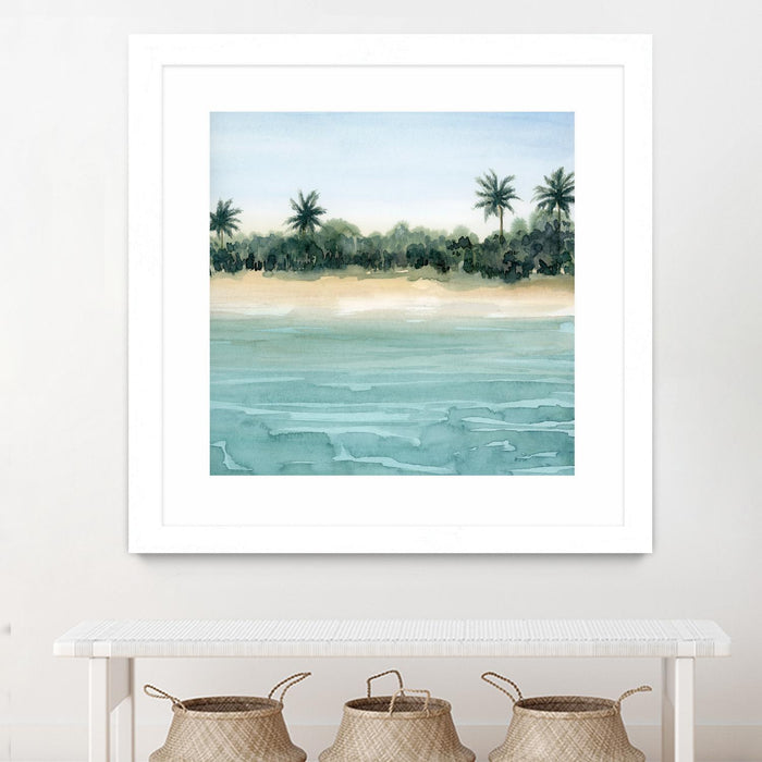 \"Paradis Ii\" Matted and Framed White 30x30 Wall Art