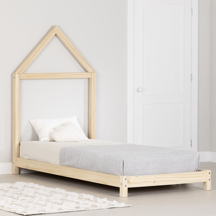 Sweedi Twin Bed with House Frame Headboard - Natural 
