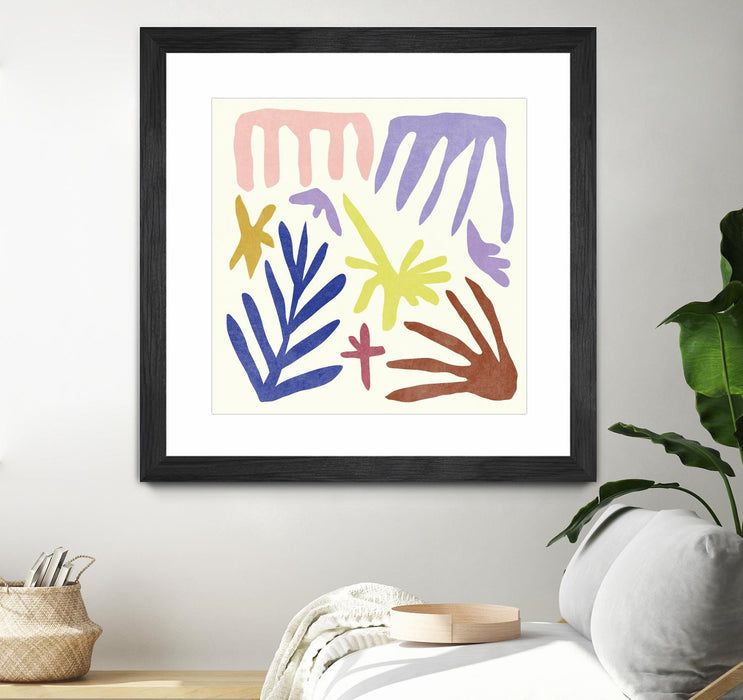 \"Coral Construction Ii\" Matted and Framed Black 36x36 Wall Art
