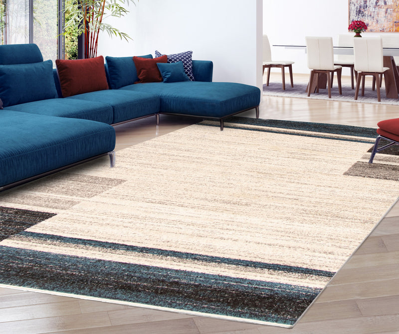 Aya Ivory-Blue Area Rug - 3'11\" x 5'7\"