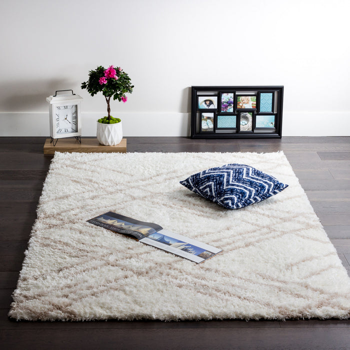 Ker Cream Lines 4x6 Area Rug