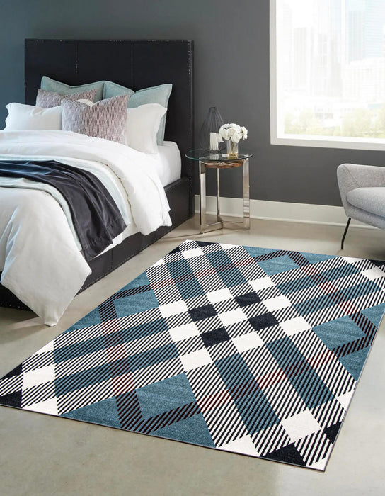 Kors Blue Machine Washable Area Rug - 3'0\" x 5'0\"