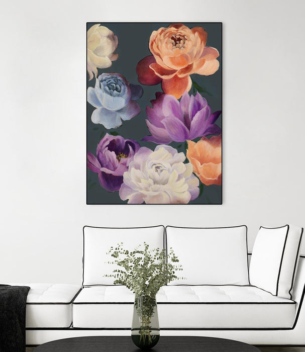 \"November Blooms\" Canvas Framed Black 24x32 Wall Art