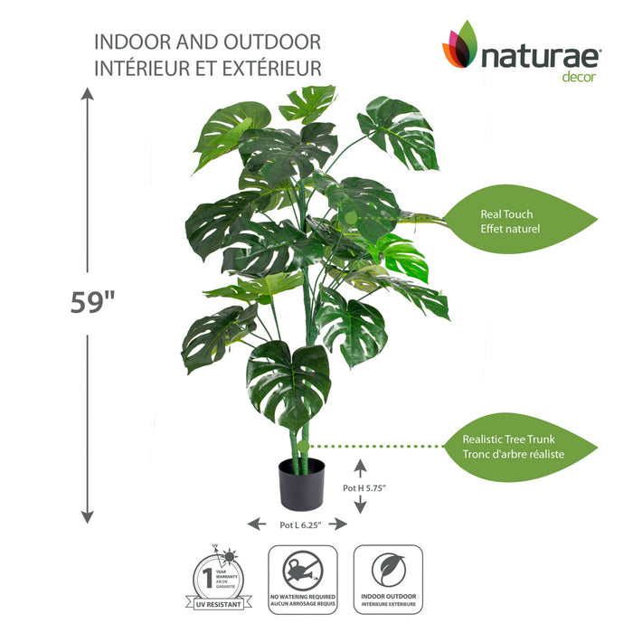 Artificial 59\" Monstera Indoor & Outdoor In Black Pot