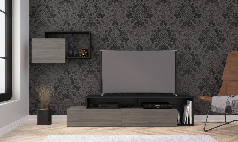 Nordika Damask 72\" TV Stand - Grey/Black