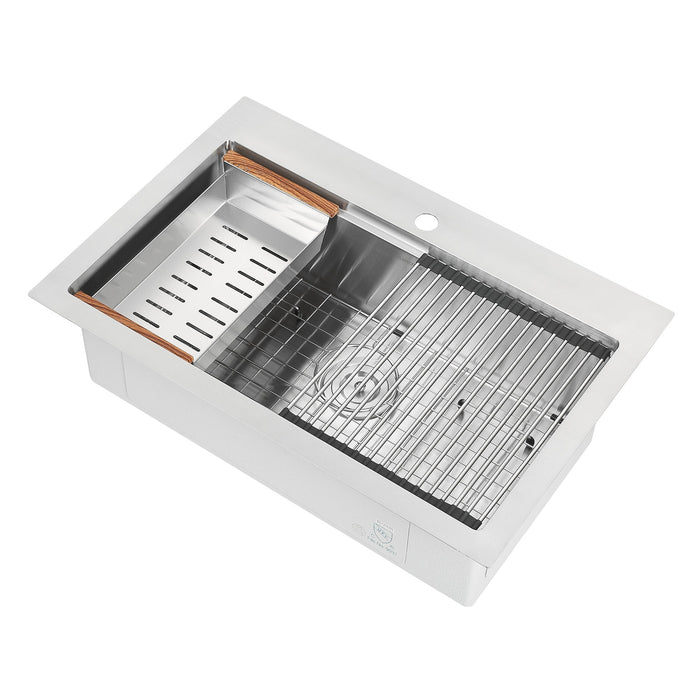 Ancona 30\" Drop-In Workstation Kitchen Sink - AN-3128