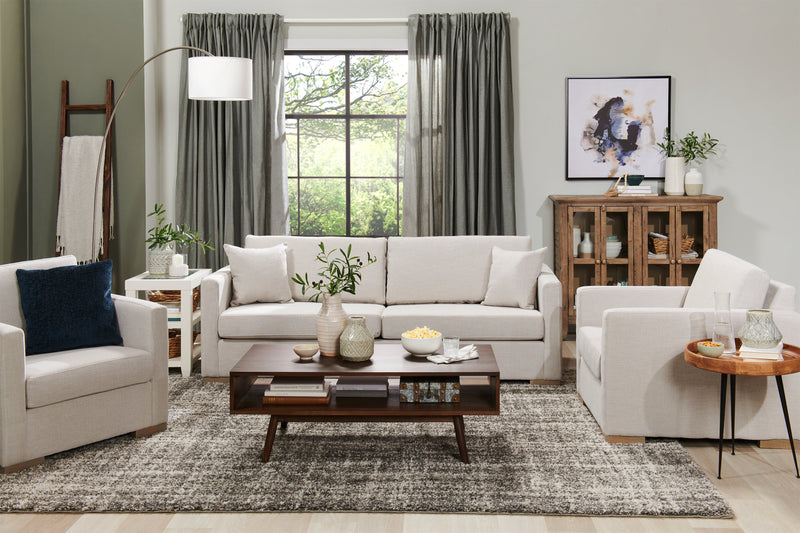 78\" Brushed Steel Arc Floor Lamp with Linen Shade