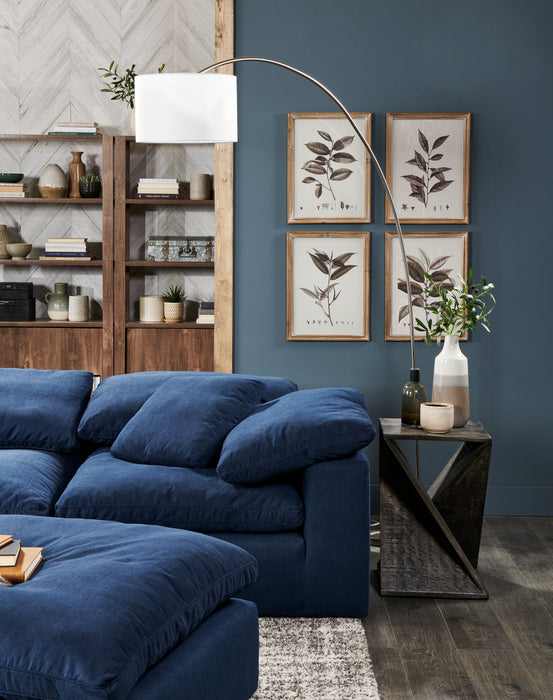 78\" Brushed Steel Arc Floor Lamp with Linen Shade